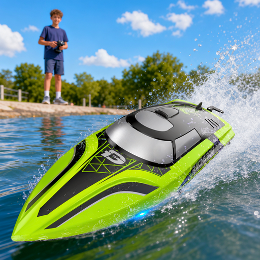 AquaRacer: 20+ MPH High - Speed Remote Control Boat With Dual Batteries - Monsta Online