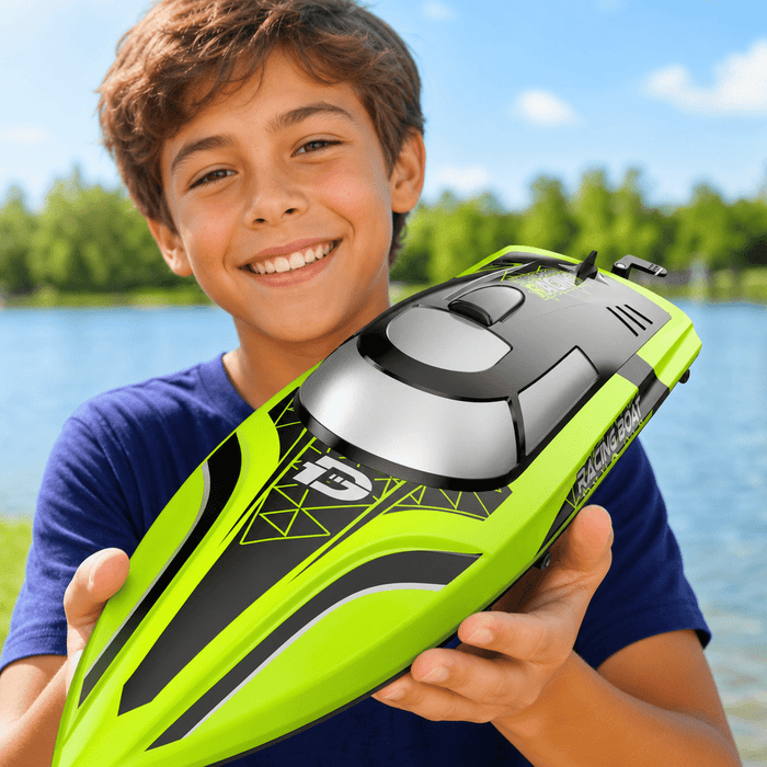 AquaRacer: 20+ MPH High - Speed Remote Control Boat With Dual Batteries - Monsta Online