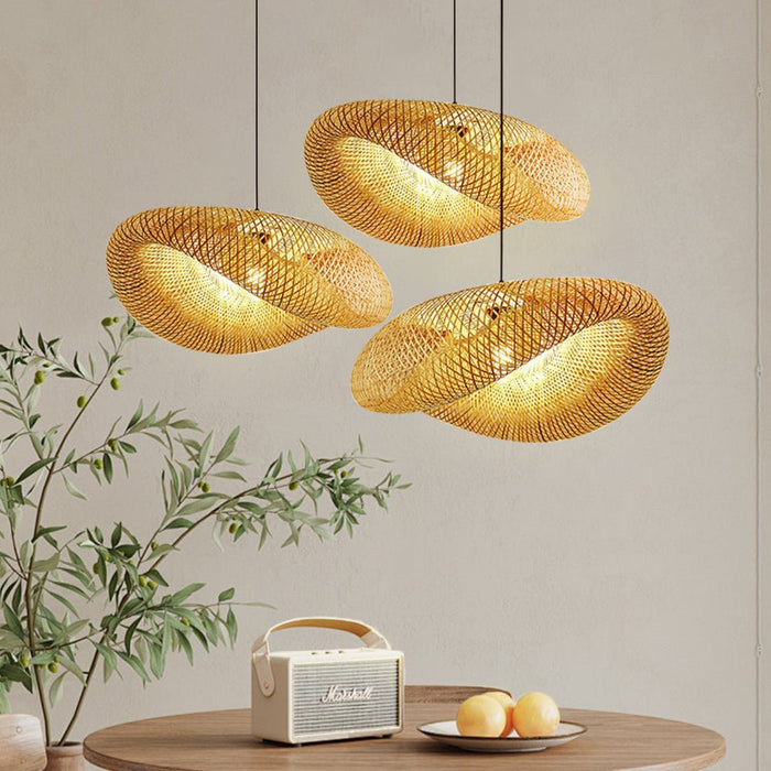 Bamboo Pendant Light – Natural Woven Ceiling Lamp - Monsta Online