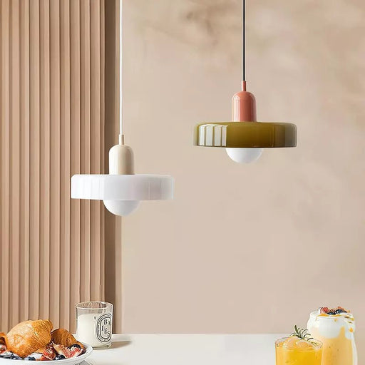 Bauhaus Colored Glass Pendant Light – Modern Hanging Lamp for Dining Room & Kitchen - Monsta Online