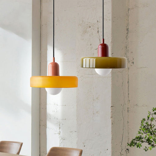 Bauhaus Colored Glass Pendant Light – Modern Hanging Lamp for Dining Room & Kitchen - Monsta Online