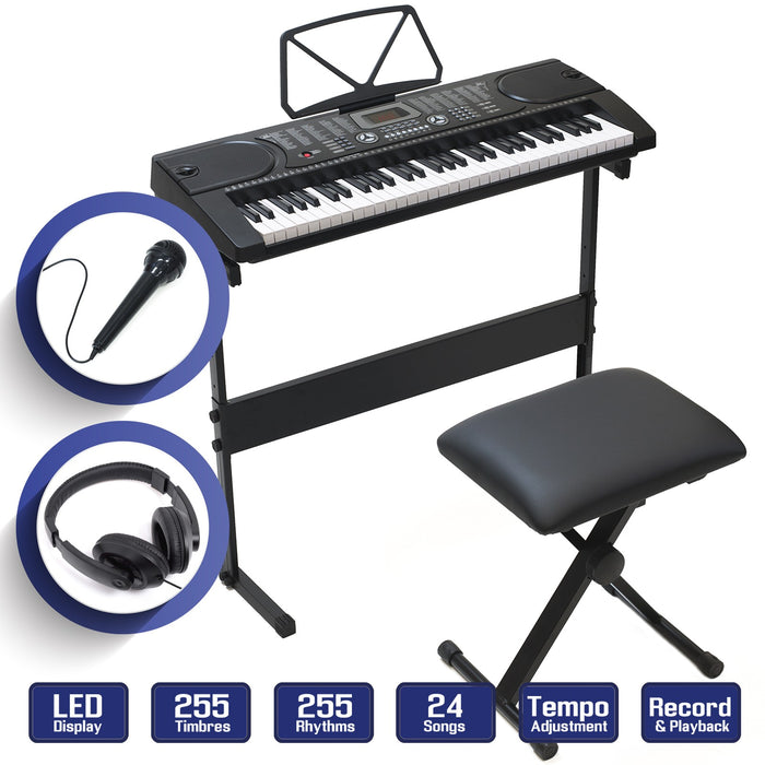 Beginner - Friendly 61 Key Digital Piano Keyboard Set with Stand and Seat - Monsta Online