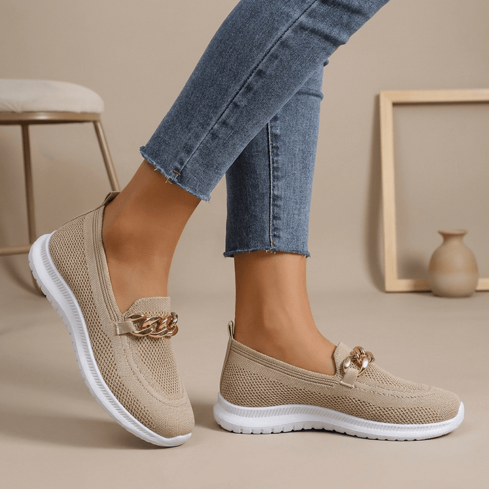 Women's Chain - Embellished Orthopedic Slip - On Loafers - Monsta Online
