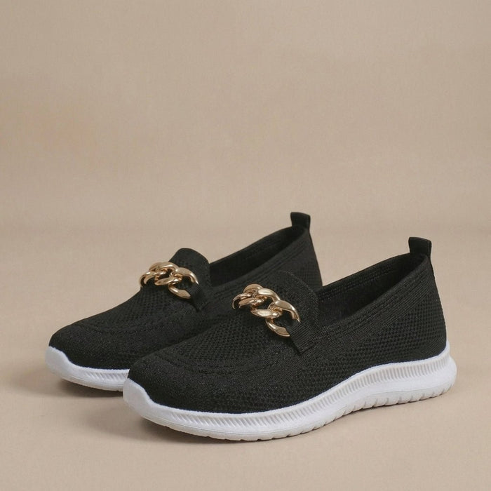 Women's Chain - Embellished Orthopedic Slip - On Loafers - Monsta Online
