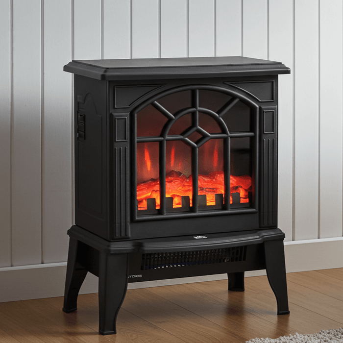 18" Black Electric Fireplace Stove with Realistic Flame - Monsta Online