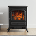 22 Inch Freestanding Electric Fireplace Heater with Realistic Flame in Black - Monsta Online