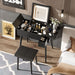 Black Vanity Desk with Flip - Up Lighted Mirror, Charging Station and Cushioned Stool - Monsta Online