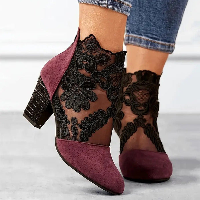 Charlene Floral Lace Heels – Women's Handmade Floral Lace Heels - Monsta Online