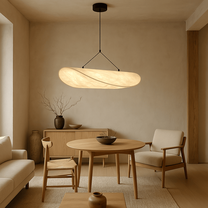 Japandi Silk Pendant Light – Minimalist Cloud Shade for Dining Room & Bedroom - Monsta Online