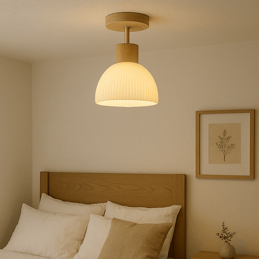 Aisle Ceiling Light – Modern Wood Iron Glass LED Fixture - Monsta Online
