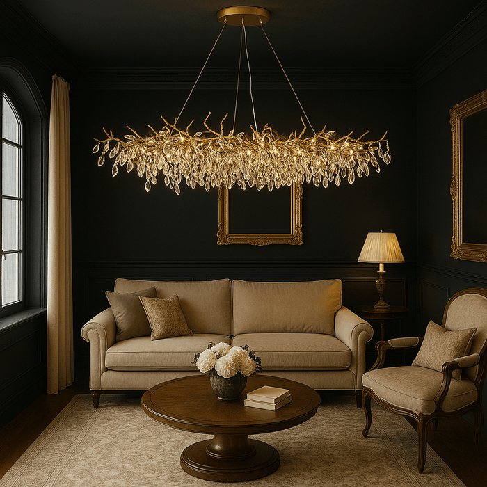 French Crystal Glass Chandelier – Elegant LED Ceiling Light Fixture - Monsta Online