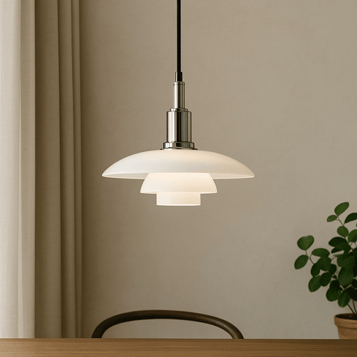 Danish Designer Pendant Light – Glass Stone & Metal, Height - Adjustable - Monsta Online