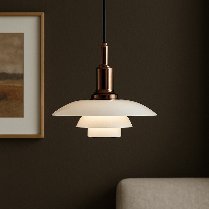 Danish Designer Pendant Light – Glass Stone & Metal, Height - Adjustable - Monsta Online