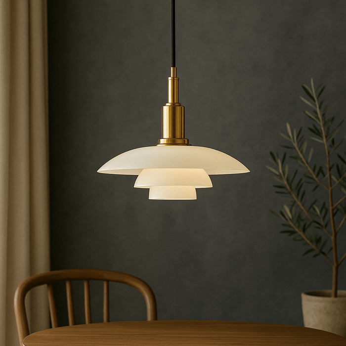 Danish Designer Pendant Light – Glass Stone & Metal, Height - Adjustable - Monsta Online