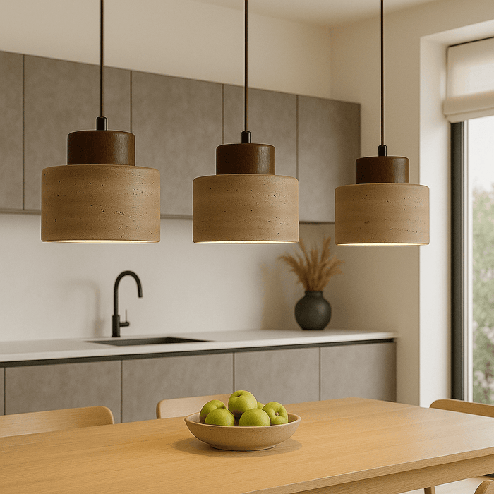Travertine Stone Pendant Light – Natural Wabi - Sabi LED Fixture - Monsta Online