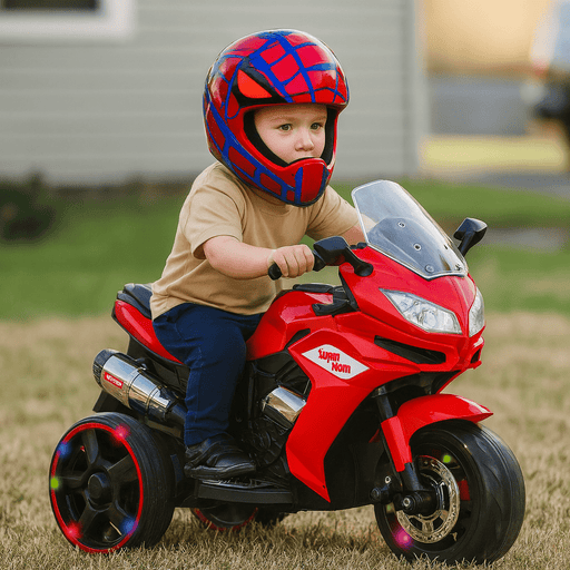 12V Electric Ride - On Motorcycle for Kids - Rechargeable 3 - Wheel Toy with Light - Up Wheels - Monsta Online