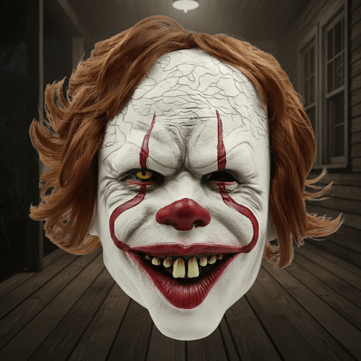 Halloween Pennywise Mask Scary Clown with Brown Hair Party Prop for Adults - Monsta Online
