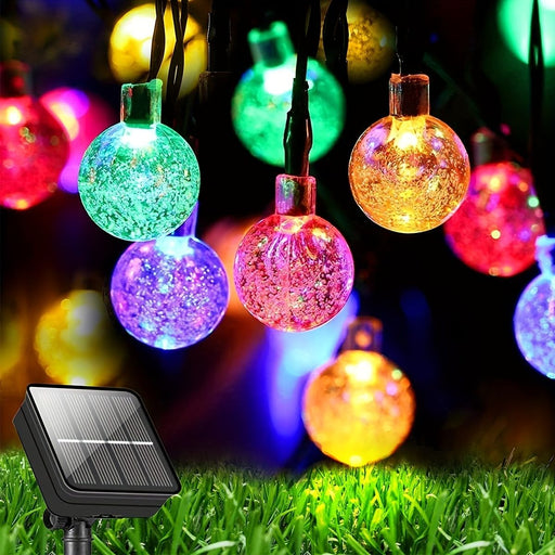 Crystal Ball Christmas Solar String Lights 4 - Color 8 Modes Waterproof Outdoor Balcony Garden - Monsta Online