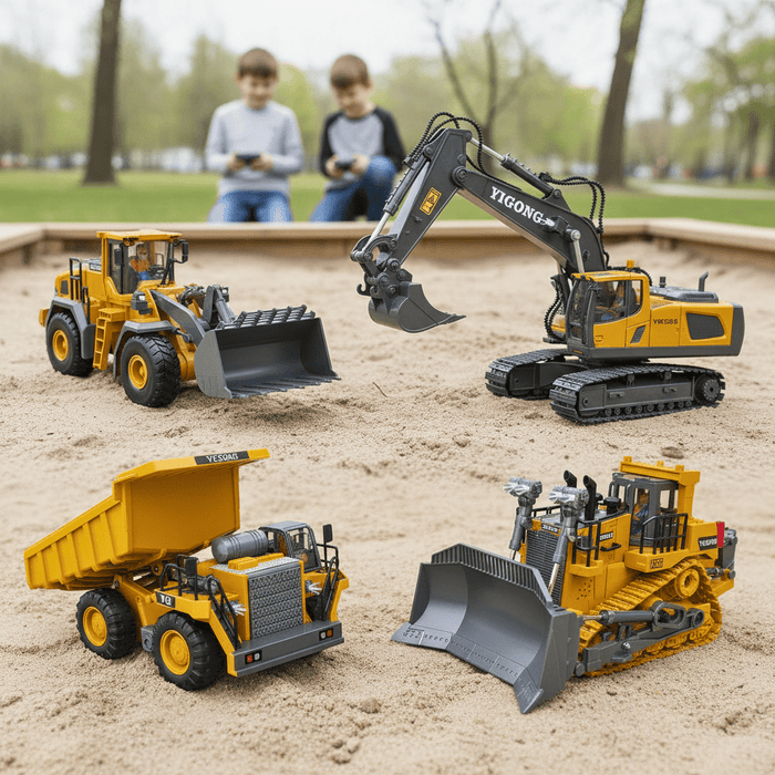 Ultimate 4 - in - 1 Metal RC Construction Fleet - Excavator, Truck, Dozer & Loader - 2.4GHz Remote Control Toy for Kids - Monsta Online
