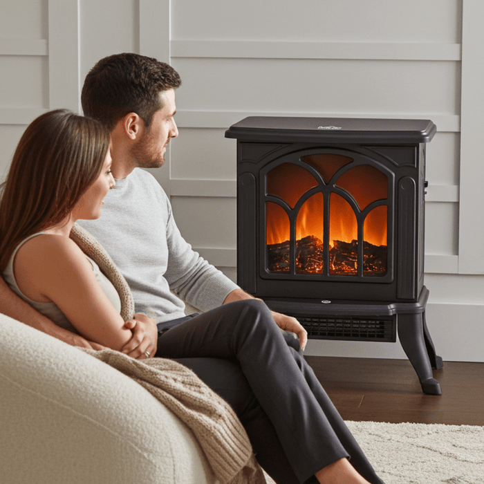 17" Black Electric Fireplace Compact Heater with Realistic Flame - Monsta Online