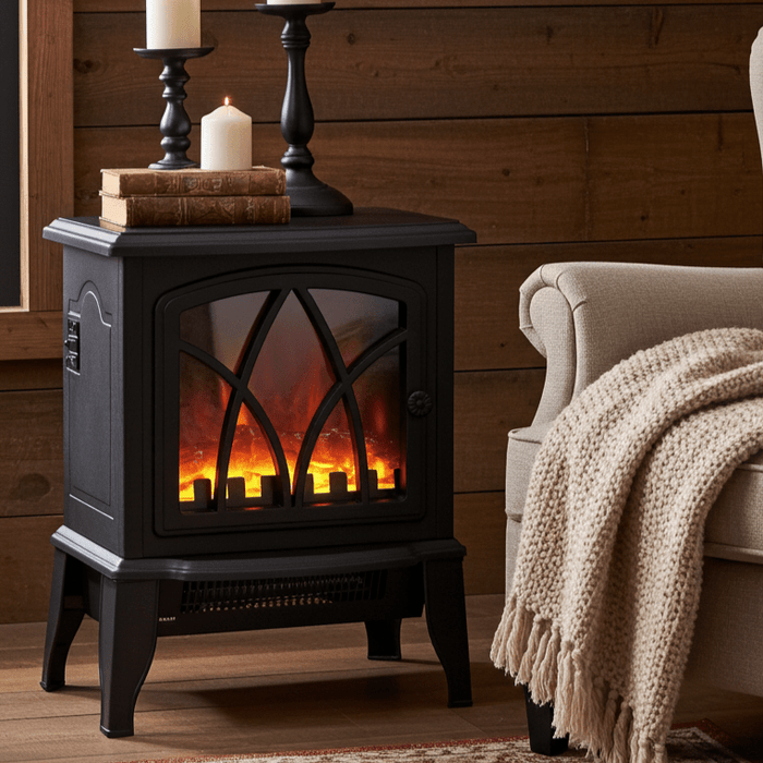18 Inch Black Electric Fireplace Compact Heater with Adjustable Power - Monsta Online