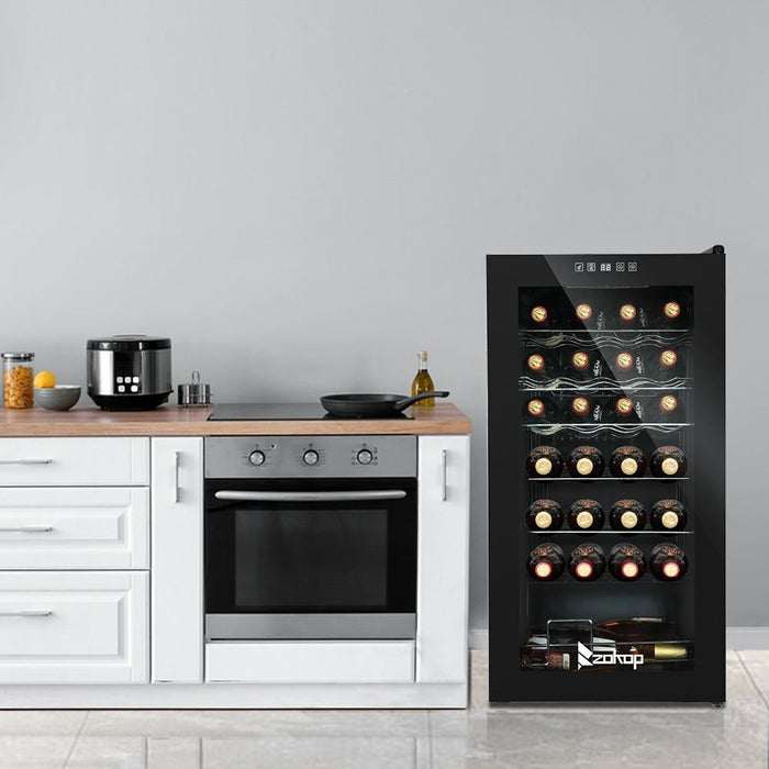 Premium 28 Bottle Wine Cooler Fridge with Silent Compressor Technology - Monsta Online