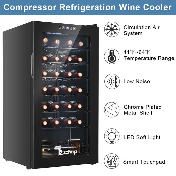 Premium 28 Bottle Wine Cooler Fridge with Silent Compressor Technology - Monsta Online