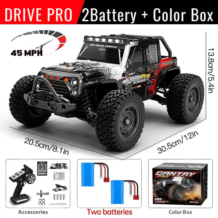 Drive Pro 1:16 45MPH 4WD RC Car With LED Light 2.4G Remote Control High Speed Monster Truck with Dual Batteries - Monsta Online