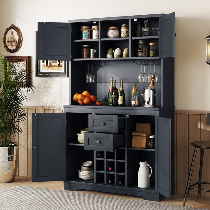 Farmhouse Coffee Bar Cabinet with Wine Storage & Drawers for Kitchen - Monsta Online