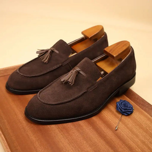Debbies Leather Loafers – Men's Premium Cowhide Fringe Slip - On Loafers - Monsta Online
