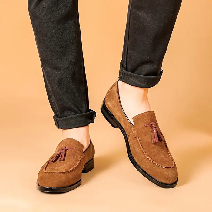 Debbies Leather Loafers – Men's Premium Cowhide Fringe Slip - On Loafers - Monsta Online