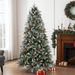 5FT Artificial Christmas Tree — Snow - Tipped, 1131 Tips, Berries & Pine Cones, Hinged, Metal Stand - Monsta Online