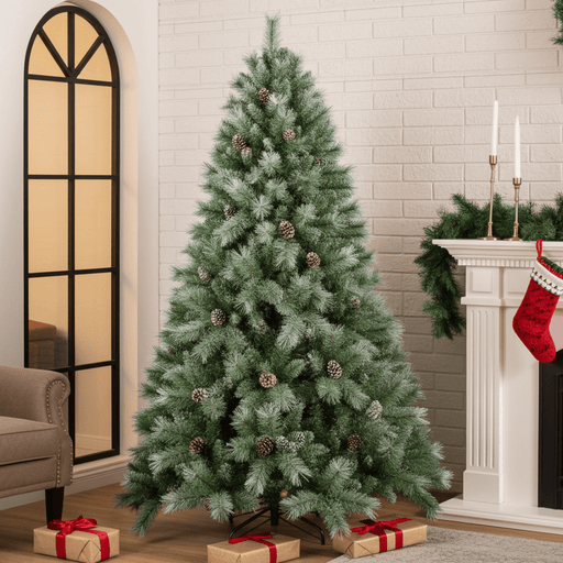 5FT Artificial Christmas Tree — 51 Pine Cones, 694 Tips, PVC & Hard Needle, Hinged, Metal Stand - Monsta Online