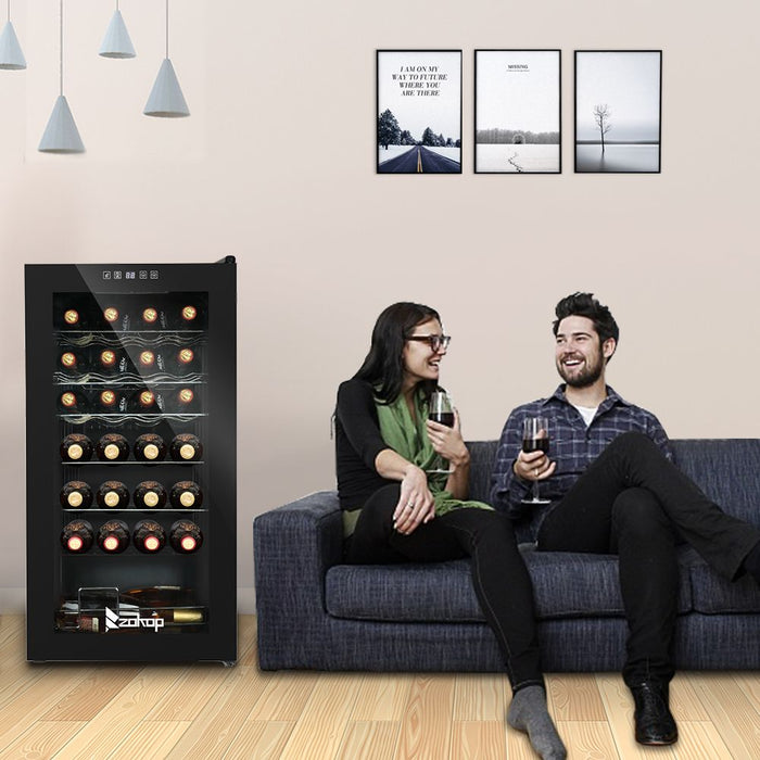 Premium 28 Bottle Wine Cooler Fridge with Silent Compressor Technology - Monsta Online