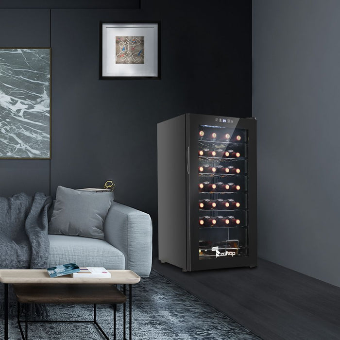 Premium 28 Bottle Wine Cooler Fridge with Silent Compressor Technology - Monsta Online
