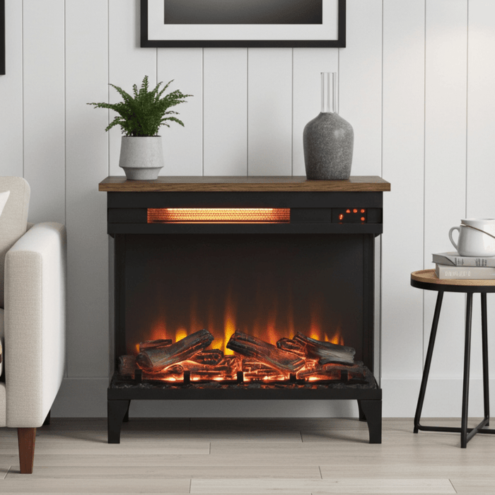 24" Modern Electric Fireplace Three - Sided Glass with Remote and Adjustable Flame - Monsta Online
