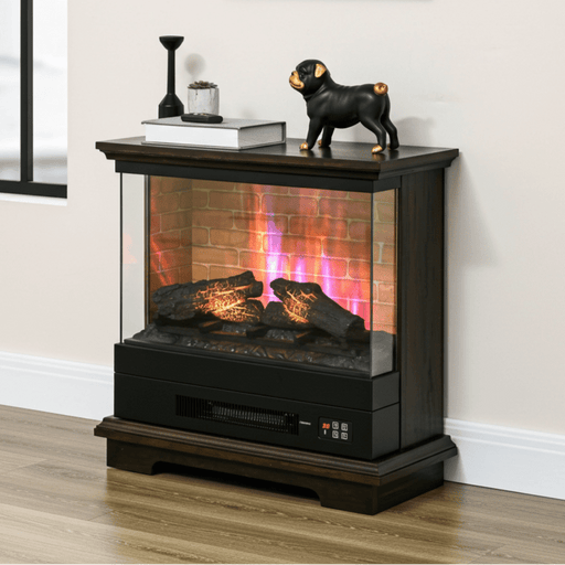 26 Inch Rustic Brown Freestanding Electric Fireplace with Remote - Monsta Online