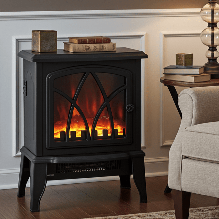 18 Inch Black Electric Fireplace Compact Heater with Adjustable Power - Monsta Online
