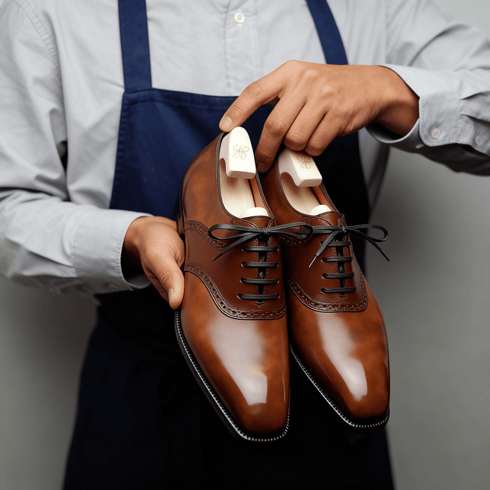 Elowen Brogue Oxford Shoes – Men's Tan Leather Lace - Up Dress Shoes - Monsta Online