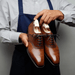 Elowen Brogue Oxford Shoes – Men's Tan Leather Lace - Up Dress Shoes - Monsta Online
