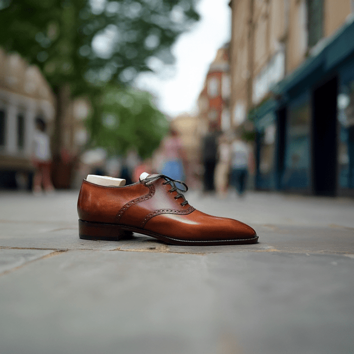 Elowen Brogue Oxford Shoes – Men's Tan Leather Lace - Up Dress Shoes - Monsta Online