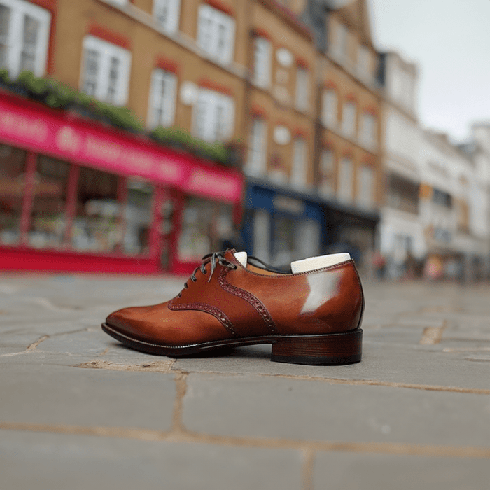 Elowen Brogue Oxford Shoes – Men's Tan Leather Lace - Up Dress Shoes - Monsta Online
