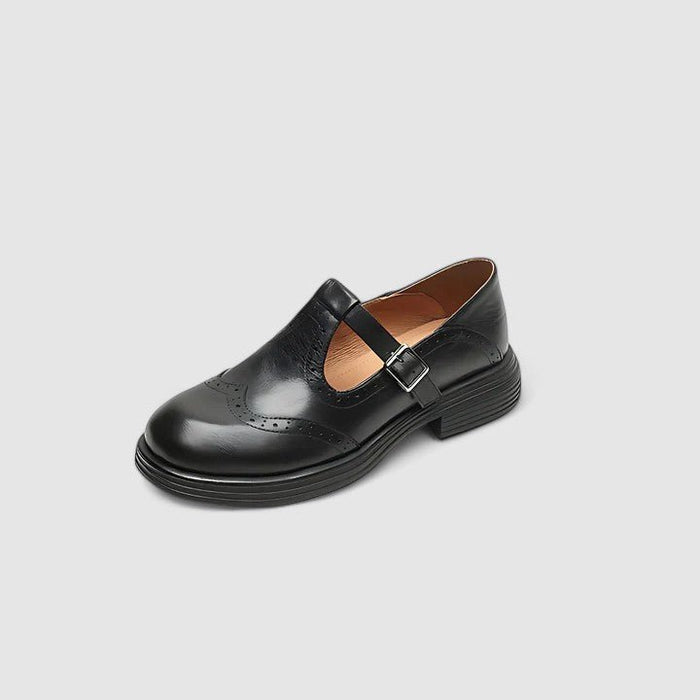 Emiliana T - Strap Leather Shoes – Women's Classic Buckle T - Strap Shoes - Monsta Online