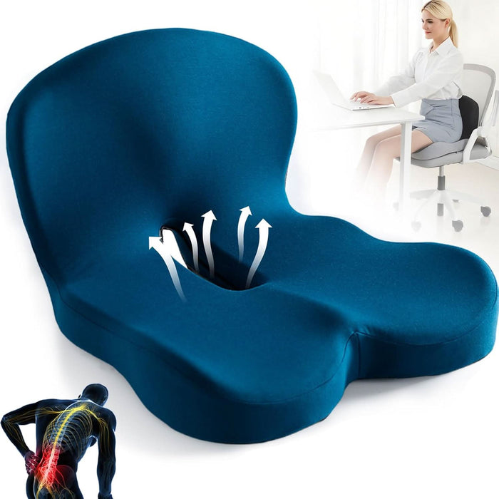 Ergonomic Seat Cushion with Lumbar Support – Memory Foam Posture Cushion for Office, Car & Travel - Monsta Online
