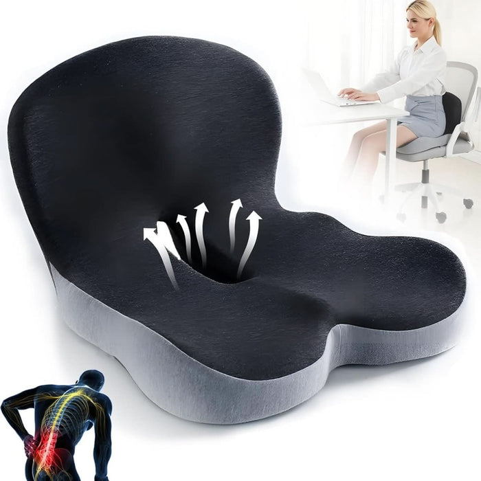 Ergonomic Seat Cushion with Lumbar Support – Memory Foam Posture Cushion for Office, Car & Travel - Monsta Online