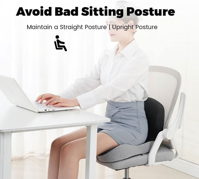 Ergonomic Seat Cushion with Lumbar Support – Memory Foam Posture Cushion for Office, Car & Travel - Monsta Online