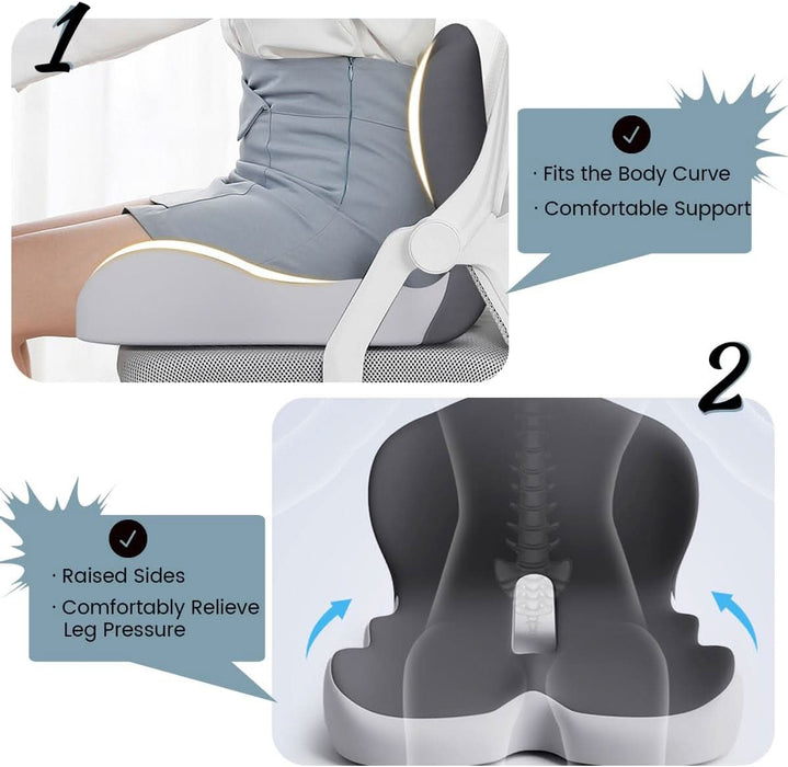 Ergonomic Seat Cushion with Lumbar Support – Memory Foam Posture Cushion for Office, Car & Travel - Monsta Online