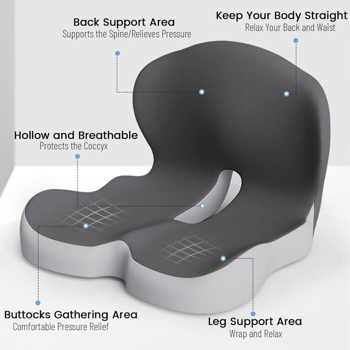 Ergonomic Seat Cushion with Lumbar Support – Memory Foam Posture Cushion for Office, Car & Travel - Monsta Online
