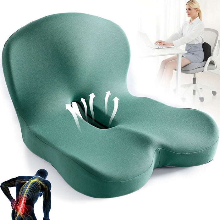 Ergonomic Seat Cushion with Lumbar Support – Memory Foam Posture Cushion for Office, Car & Travel - Monsta Online