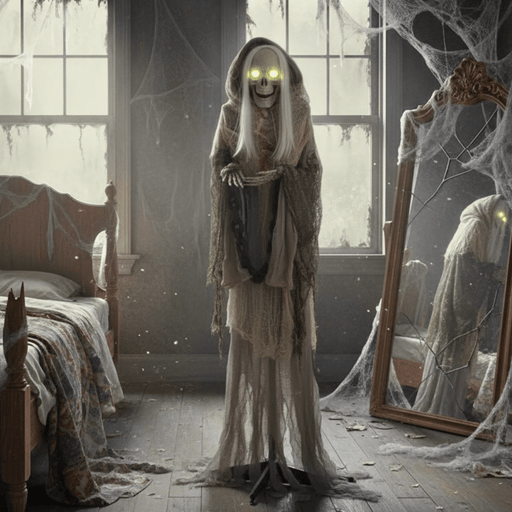 6.2ft Sound - Activated Animated Halloween Ghost - Light - Up Eyes, Turning Movement and Creepy Sounds - Monsta Online